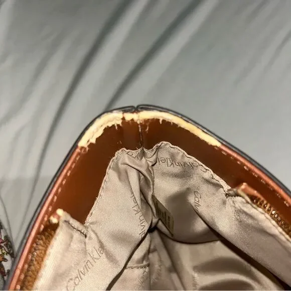 Calvin Klein Navy Blue & Brown Leather Purse - Picture 10 of 11